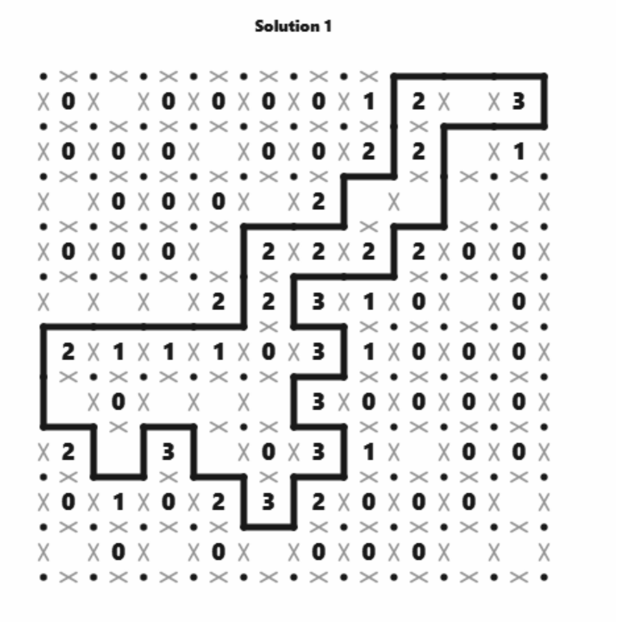 Completed Slitherlink puzzle loop